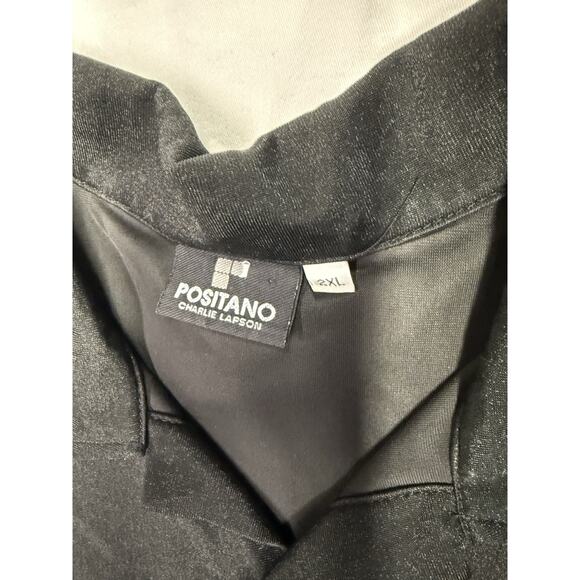 Positano Charlie Lapson Shirt Men’s 2XL /Club Shirt Shimmery Black • Made USA - Picture 2 of 9